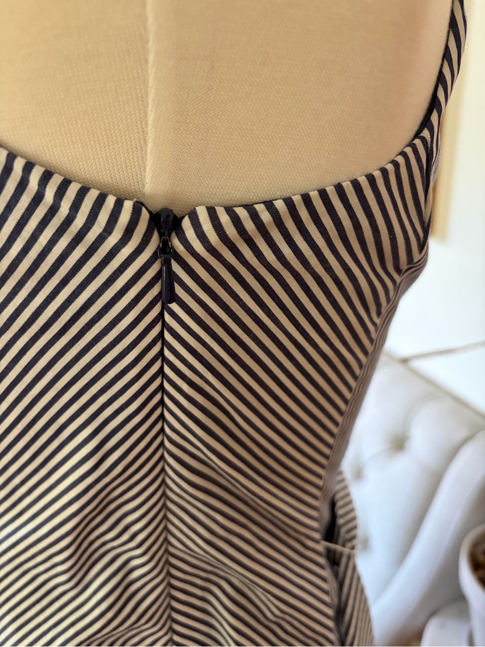 Talbots Navy and White Striped Halter Tie-Waist Midi Dress - Picture 4 of 9